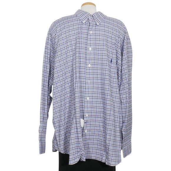 Cotton Twill Plaid Classic Button Down Shirt 3XB - Picture 2 of 3
